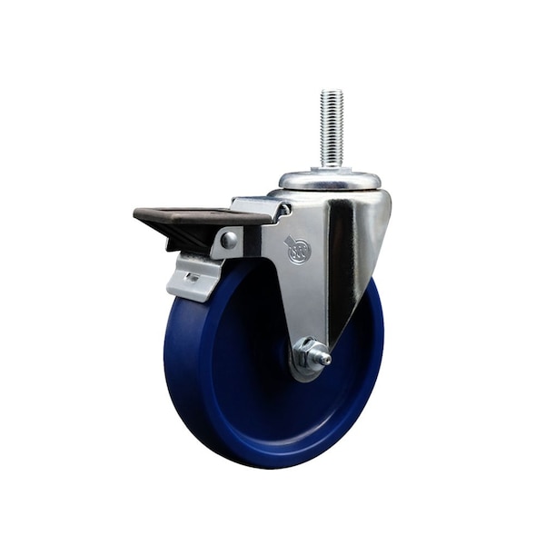 Service Caster 5 Inch Solid Polyurethane Wheel Swivel 34 Inch Threaded Stem Caster with Brake SCC SCC-TS20S514-SPUS-PLB-34212 - main